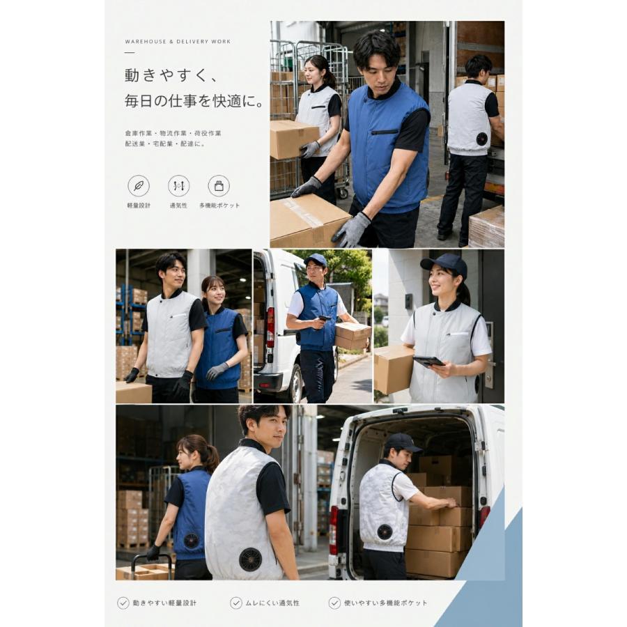 正規品】空調作業服 空調ウェア ベスト ファン付きベスト フルセット