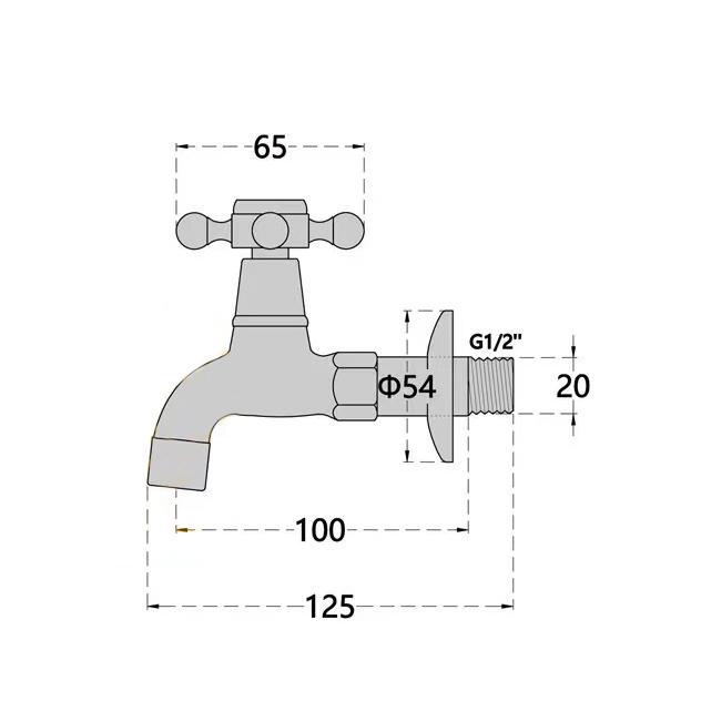単口水栓 蛇口 洗濯機用 屋外用水栓 浴室 北欧風  アンティーク レトロ スタイル 水道 ブラック