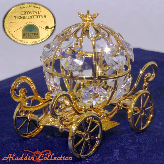 新品未使用 SWAROVSKI スワロフスキー スペクトラ 馬車小物入れ スワロフスキー オーナメント 馬車 置物 合金製 クリスタル