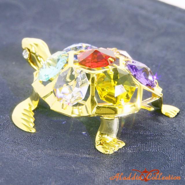 スワロフスキー オーナメント ウミガメ 置物 合金製 クリストクラフト