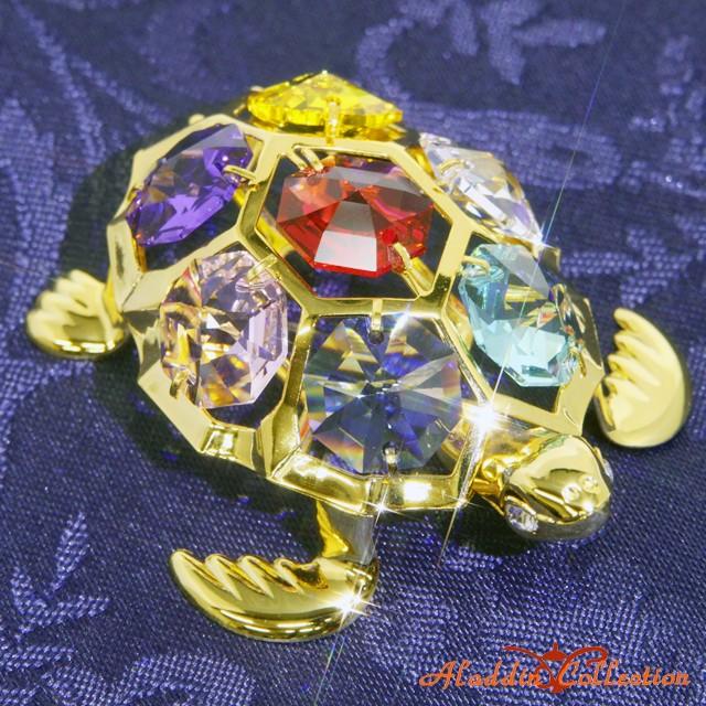 スワロフスキー オーナメント ウミガメ 置物 合金製 クリストクラフト