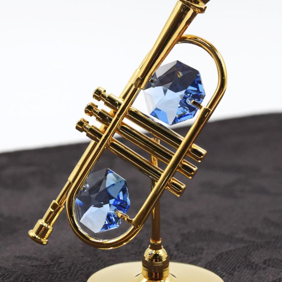 スワロフスキー オーナメント トランペット 置物 合金製 クリスタル