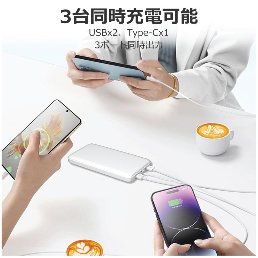 FIPRIN モバイルバッテリー 大容量 軽量 薄型 2個セット 13000mAh 3台 