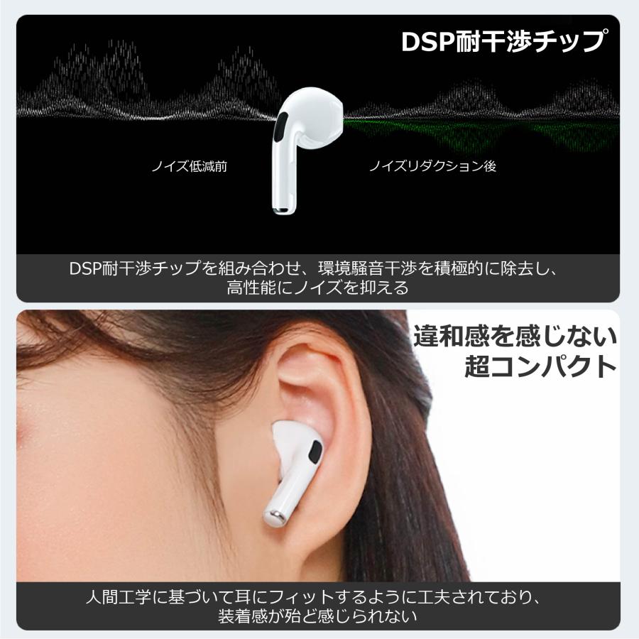 ワイヤレスイヤホン Bluetooth5.3 コンパクト FIPRIN7192 日本語音声ガイド 高音質 重低音 防水 スポーツ iPhone Android ブルートゥース 最新型｜arakawa5656｜10
