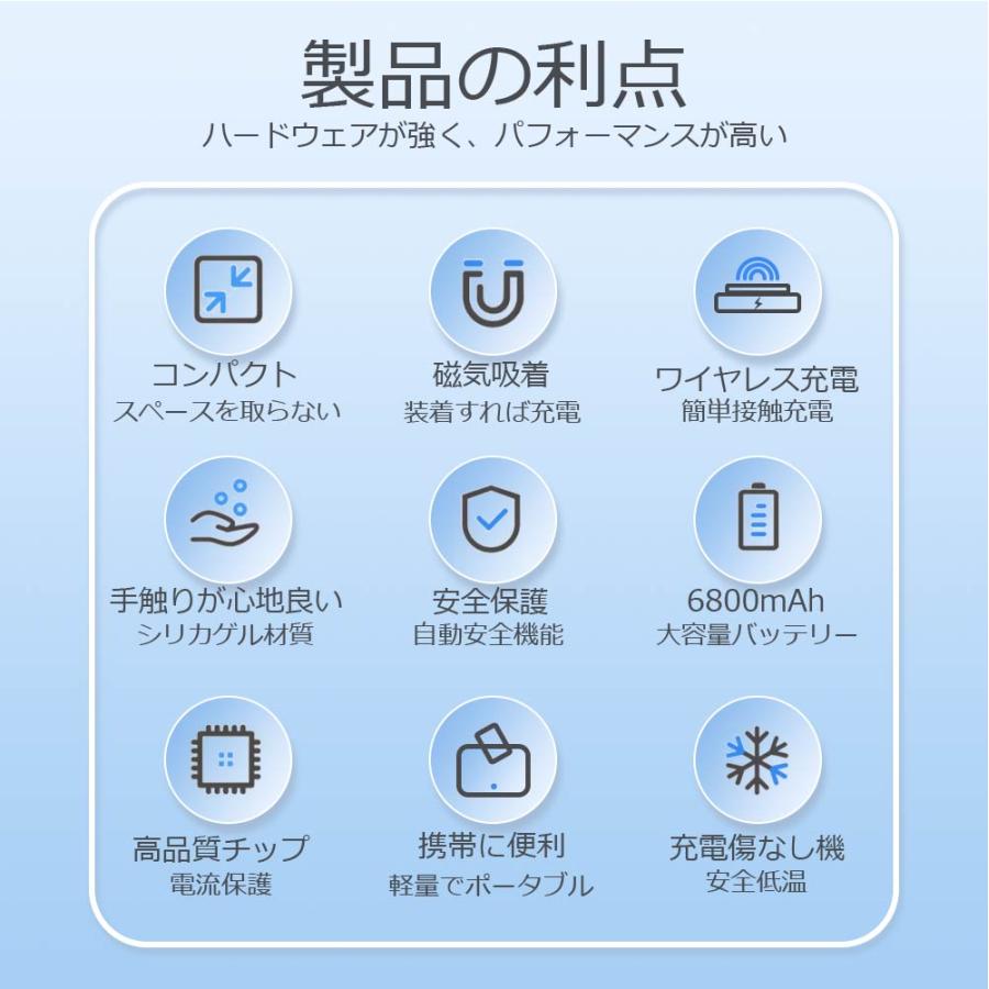 モバイルバッテリー MagSafe ワイヤレス 磁気 超軽量 薄型 小型 マグネット 充電器 6800mAh PSE モバ充 マグセーフ iPhone17 16 15 iPhone14 ポイント利用 | FIPRIN | 08