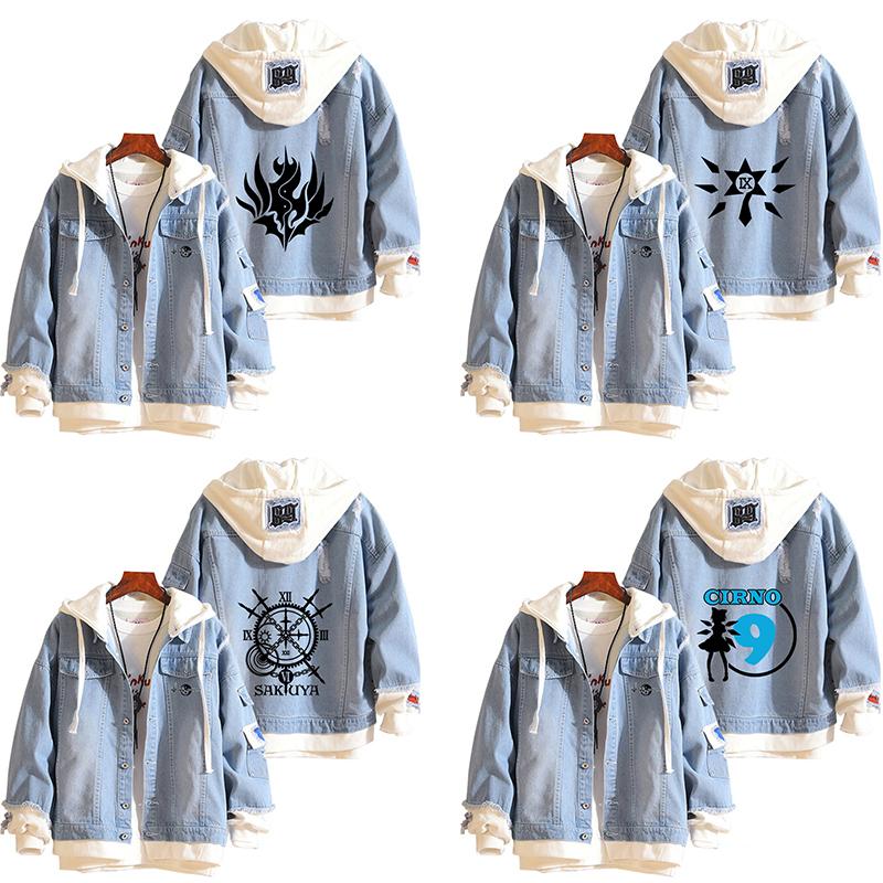 東方project 博麗霊夢 レミリア 十六夜咲夜デニムジャケット フード付き フェイクインナー パーカー カジュアル アニメウエア アニメ レディース メンズ 予約