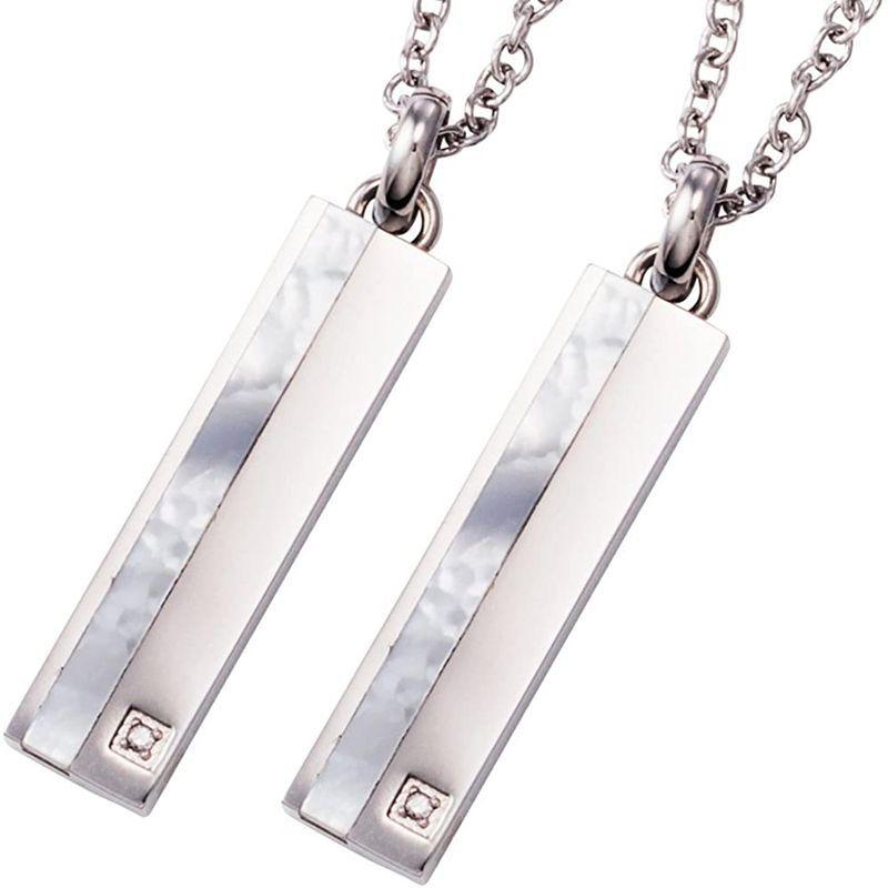 ホワイトクローバー ペアネックレス サージカルステンレス316L ダイヤモンド シェル プレート シルバー&シルバー 4SUP064SV& ホワイトクローバー ペアネックレス サージカルステンレス316L ダイヤモンド シェル プレート シルバー&シルバー 4SUP064SV&