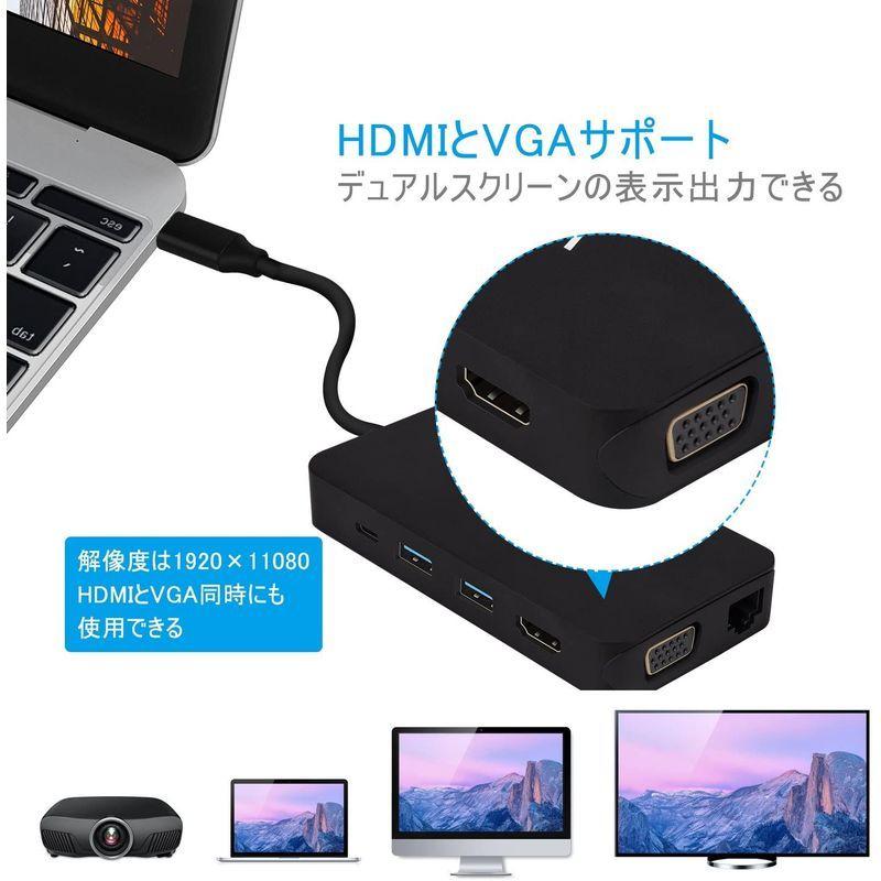 USB C ハブ usb 変換アダプター HDMIとVGA同時表示 type c hub USB C ハブ SD＆Micro SDカードリー ハブ USB usb 変換アダプター HDMIとVGA同時表示 type hub SD＆Micro SDカードリー