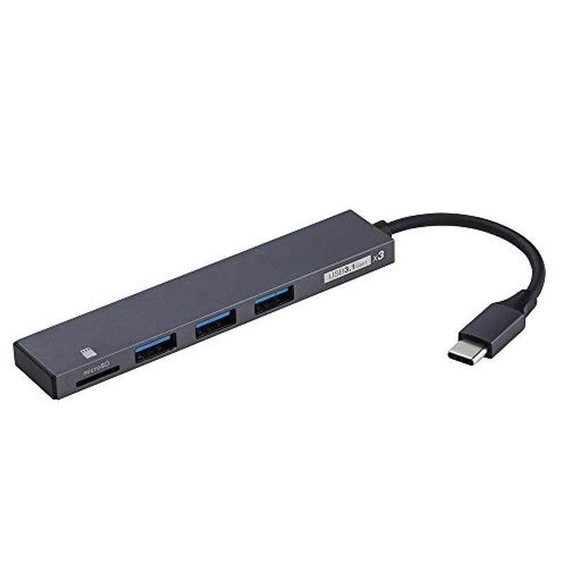 Digio2 USB Type-C ハブ Type-A USB3.1Gen 3ポート   microSDカードリーダー Z8588