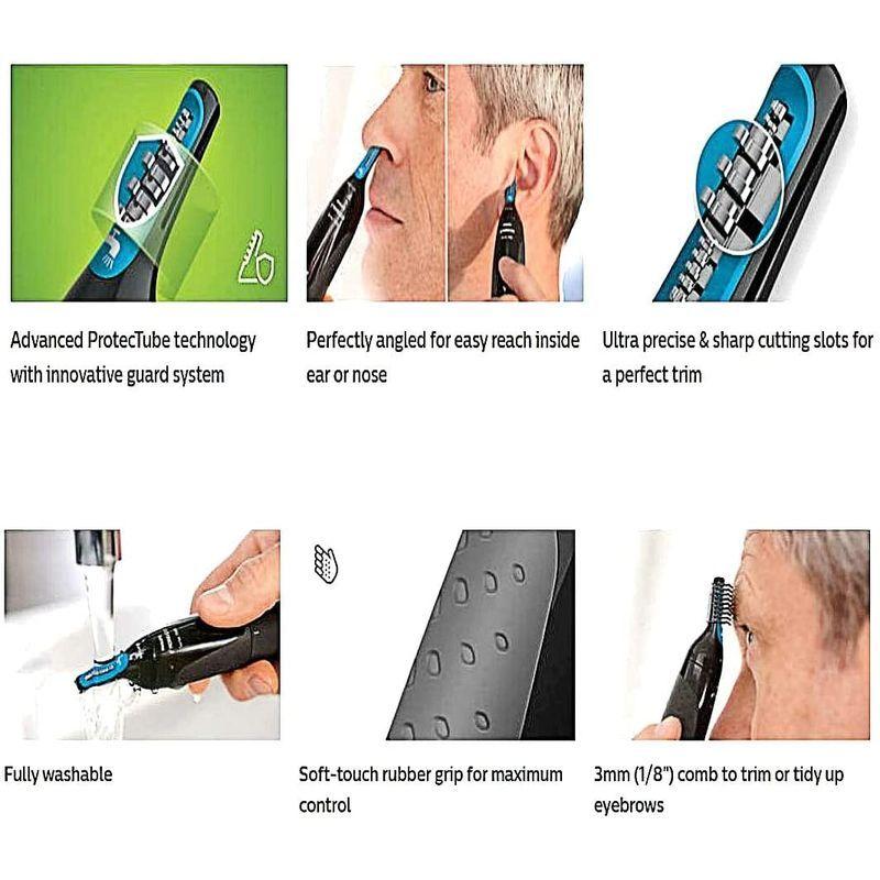 Philips Norelcoシリーズ 1000 ノーズトリマー NT1700 鼻、耳、眉毛用ヘアトリミング ProtecTubeテクノロジ Norelcoシリーズ ノーズトリマー NT1700 眉毛用ヘアトリミング ProtecTubeテクノロジ
