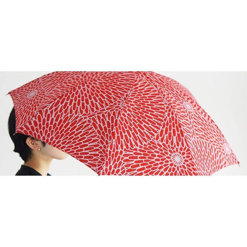 日本製 伊砂文様 折傘 50cm 晴雨兼用 レディース 2段折りたたみ傘 風呂敷 和柄 UVカット 小宮商店 (菊) 伊砂文様 折傘 50cm 晴雨兼用 レディース 2段折りたたみ傘 風呂敷 和柄 UVカット 小宮商店