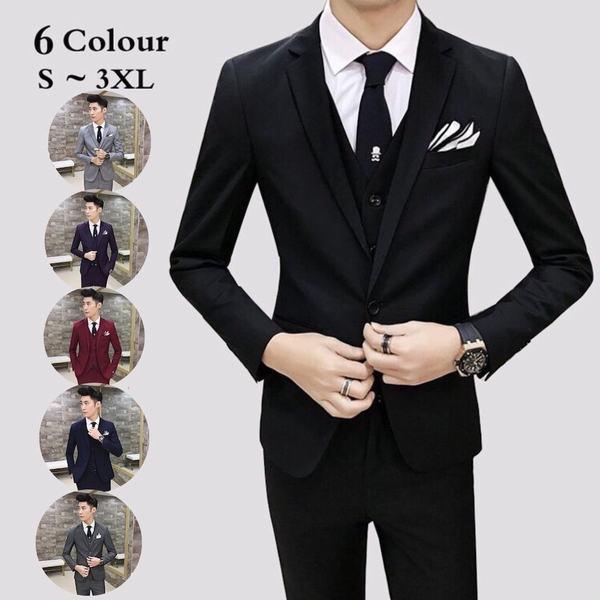 ビジネススーツ セットアップ メンズ 3点セット 結婚式 パーティー カジュアルスーツ 二次会 お洒落 上品 高級感 無地 シンプル 細身 S 3xl 国内在庫