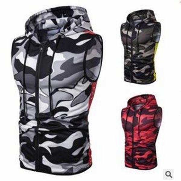 正規品直輸入 トップス タンクトップ メンズ フード付き ブルゾン ノースリーブ カジュ タンクトップ メンズ フード付き ブルゾン ノースリーブ カジュアル 迷彩 プリント かっこいい ファッション トップス 春夏 春 新作 Www Virginiawaldenford Com