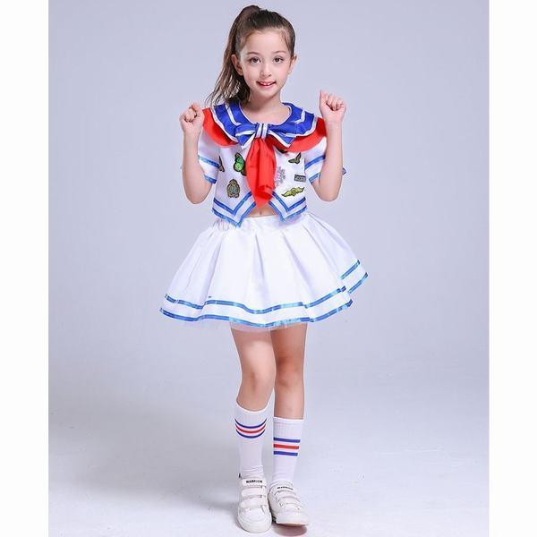 キッズ ダンス衣装 舞台服 コスプレ 海軍 子供 ワンピース ステージ衣装 コスチューム 応援団 発表会 在庫あり 女の子 演出服 ハロウィーン
