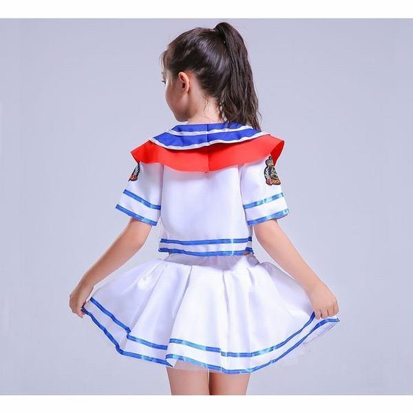 キッズ ダンス衣装 舞台服 コスプレ 海軍 子供 ワンピース ステージ衣装 コスチューム 応援団 発表会 在庫あり 女の子 演出服 ハロウィーン