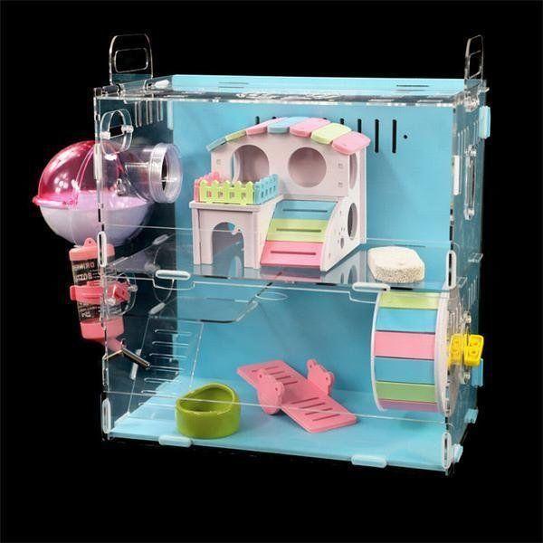 最大74 オフ 7セット ハムスターハウス アクリル製 大型透明ケージ 簡単 シンプル 豪邸 2階 カラー 通風よく 幅広い用途 籠 かご 小動物専用 豪華内容セット East Wind Jp