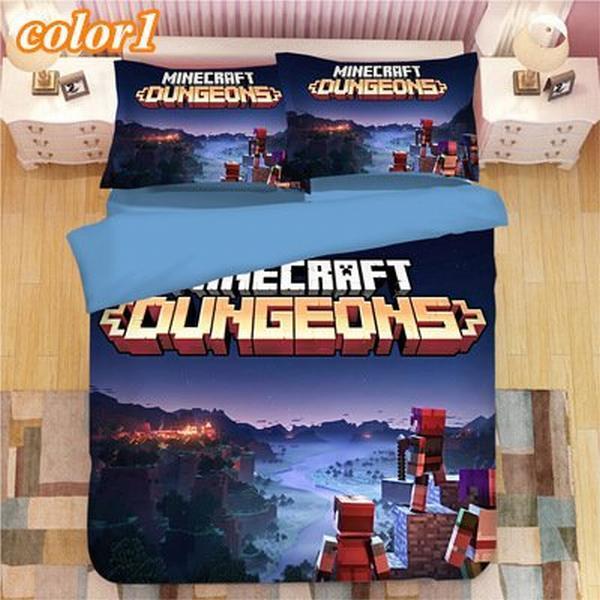 今日の超目玉 11color Minecraft 洗える 柔らかい 四季 寝具セット セット ベッドカバー 4点セット 布団カバー3点 ー キャラクタ ゲーム グッズ クラ マイ マインクラフト 掛け布団カバー カラー 6 Www Mgmtransformer Com