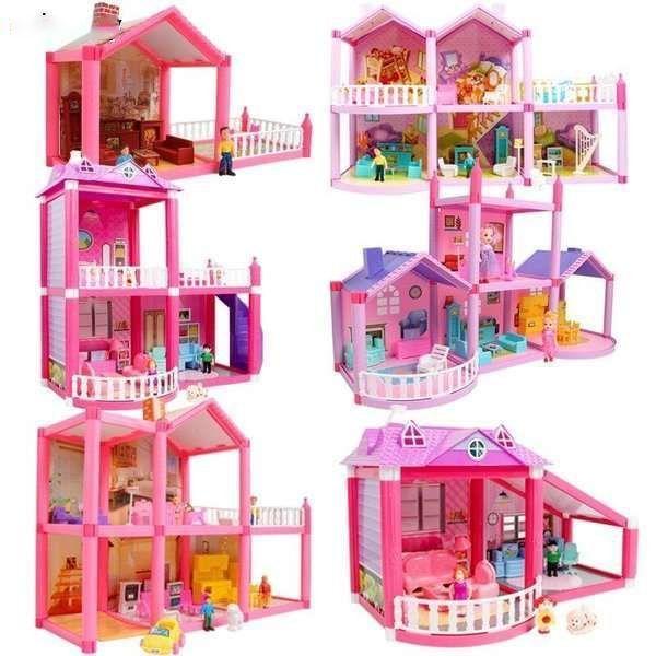 ドールハウスセット 7種 DIY おもちゃ ピンク 組み立て式 プリンセス ミニチュア 家具 子供 赤ちゃん ギフト クリスマスプレゼント
