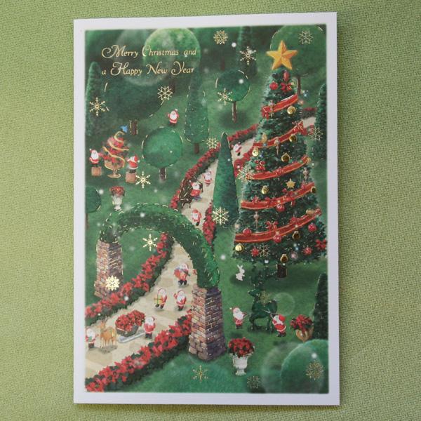 メルヘンクリスマスカード サンタが訪れたポインセチアガーデン 12周年記念イベントが ネコポス可 『4年保証』
