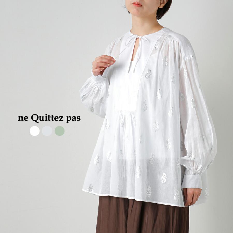 ヌキテパ コットンボイル フラワープリントブラウス 白 ホワイト NE QUITTEZ PAS!（ヌキテパ） ne Quittez pas コットンボイル フラワー