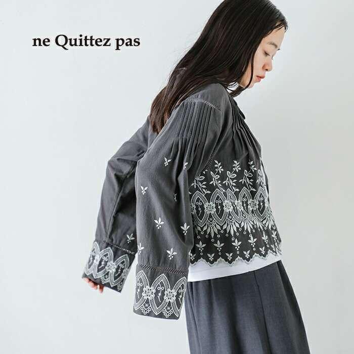 【ne Quittez pas】ヌキテパ ビーズ刺繍 ノースリーブオールインワン ne Quittez pas ヌキテパ ワンピース Cotton Voile Dot Hemla No