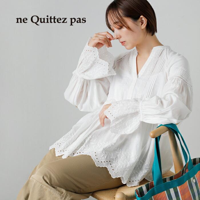 ne Quittez pas ヌキテパ コットンボイル ギャザー ブラウス 白 NE QUITTEZ PAS!（ヌキテパ） ne Quittez pas コットンボイル ホワイト