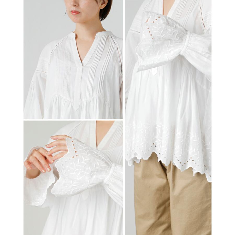 極美品⭐️ne quittez pas／ヌキテパ 刺繍ギャザーブラウス NE QUITTEZ PAS!（ヌキテパ） ne Quittez pas ブラウス Crimp Cotton