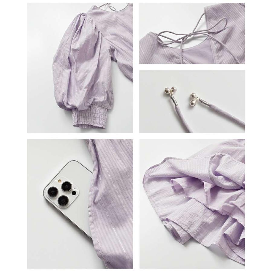 ヌキテパ　2025AW新作☆コットンリラックスストライプボリュームスリーブドレス NE QUITTEZ PAS! ne Quittez pas ヌキテパ コットン ルレックス