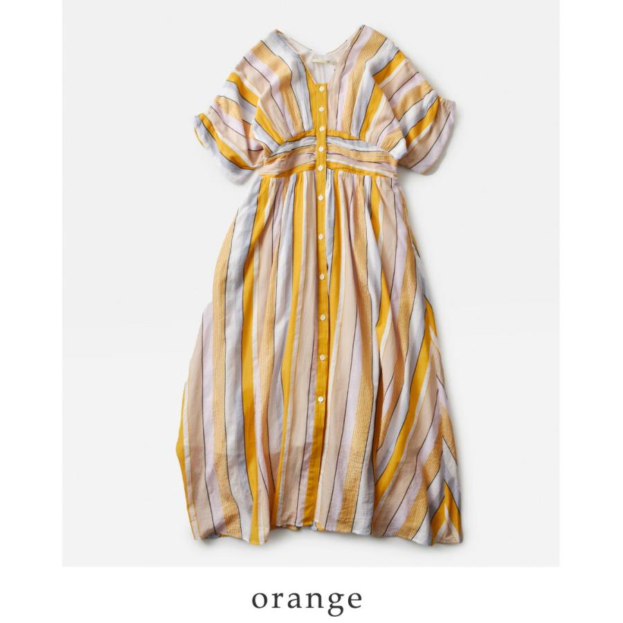 ヌキテパ ne Quittez pas  aranciato別注 コットンボイル ストライプ ウエストギャザー ドレス 010461wn1-same1 レディース  春夏 2026ss新作の画像