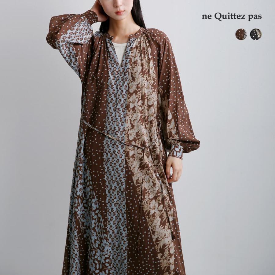 ne Quittez pas ヌキテパ 花柄 ワンピース NE QUITTEZ PAS!（ヌキテパ） ne Quittez pas 花柄 パッチワーク