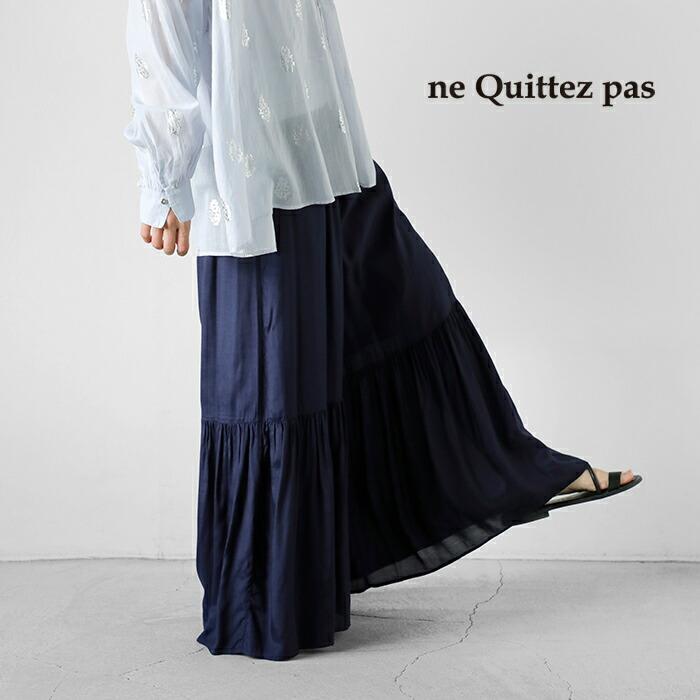 新品 ne Quittez pas ゴールドプリントスカート ティアード NE QUITTEZ PAS!（ヌキテパ） ne Quittez pas シャントン ティアード