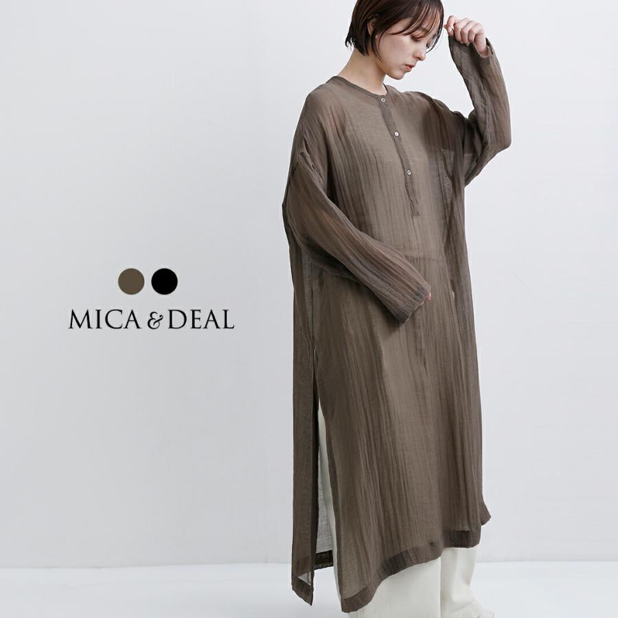 MICA&DEAL（マイカアンドディール） シアー ヘンリーネック ワンピース