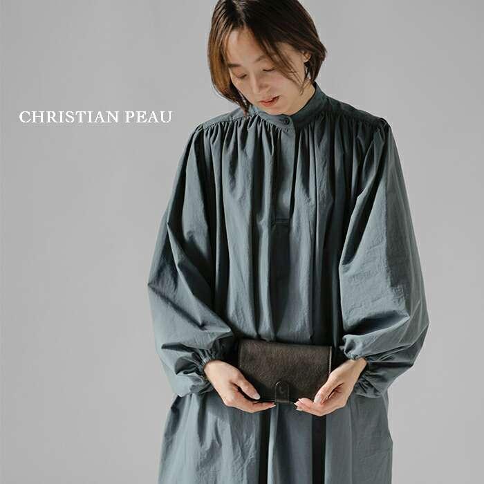 【美品】  christian peau / クリスチャンポー | レザー ショルダーバッグ | グレー | レディース CHRISTIAN PEAU（クリスチャンポー） クリスチャン ポー カウレザー
