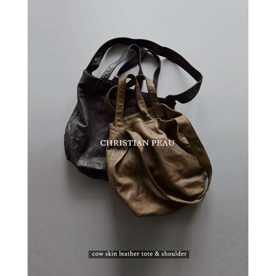 CHRISTIAN PEAU 2way カウスキン レザー トート バッグ CHRISTIAN PEAU｜2way カウレザー トートバッグ / ショルダーバッグ