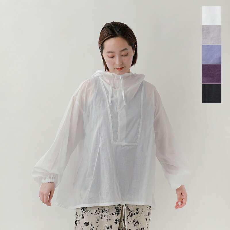 mizuiro ind / 長袖シャツ/FREE/コットン/WHT/1-230124 mizuiroind（ミズイロインド） コットン ローン フーデッド シャツ 1