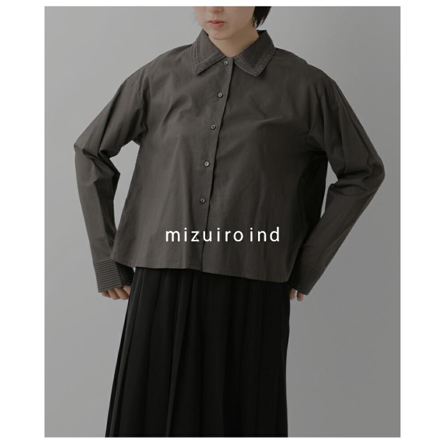 美品 mizuiro ind ミズイロインド プリーツカラーシャツ MIZUIRO ミズイロインド mizuiro ind コットン ピンタック カラー