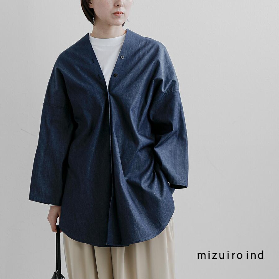 MIZUIRO ミズイロインド mizuiro ind コットン Vネック デニム シャツ
