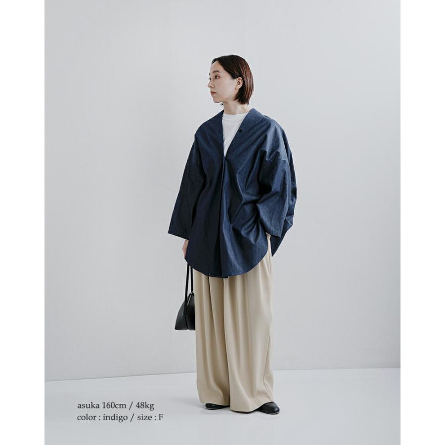 MIZUIRO ミズイロインド mizuiro ind コットン Vネック デニム シャツ