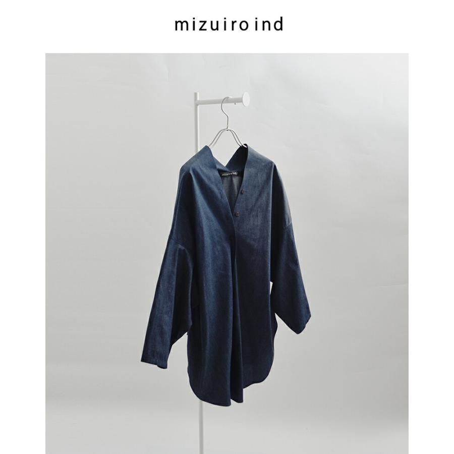 MIZUIRO ミズイロインド mizuiro ind コットン Vネック デニム シャツ