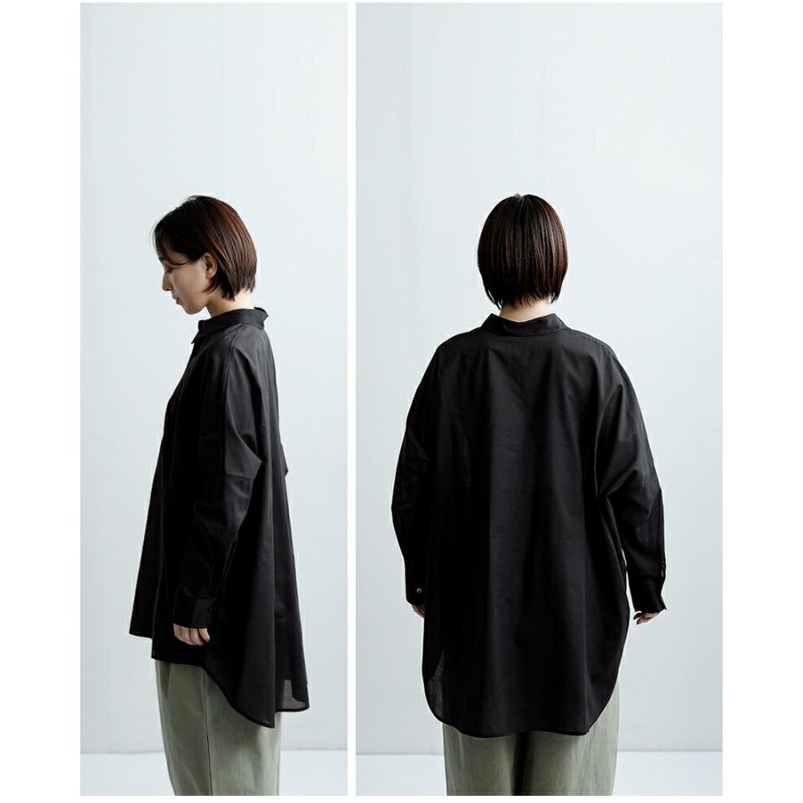 mizuiro ind フード付きワイドシャツ　ブラック mizuiro ind フード付きシャツ （シャツ・ブラウス）｜mizuiro ind