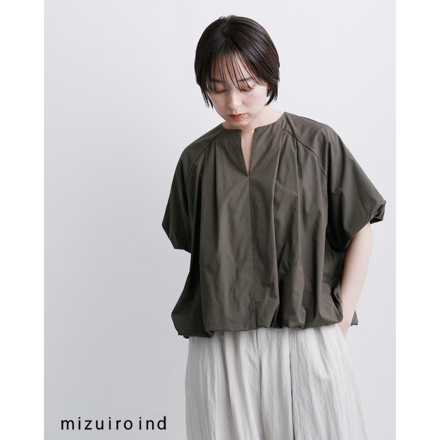 ミズイロインド mizuiro ind コットン バルーン ノーカラー シャツ 1-230163 レディース 春夏 2026ss新作の画像