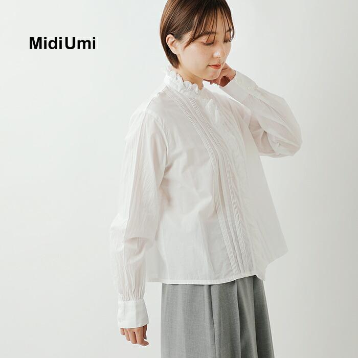 MidiUmi（ミディウミ） コットン ピンタック レース シャツ pin tuck