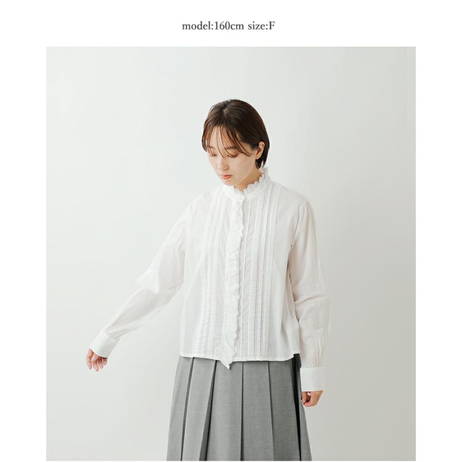 ピンタックレースクルーネックブラウス コットン混ボイル・ピンタックレースブラウス/DoCLASSE