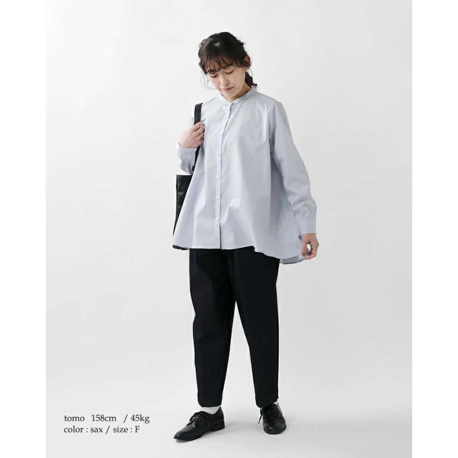 MidiUmi（ミディウミ） コットン Aライン バンドカラー シャツ A-line