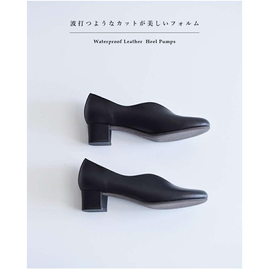 doubletree（ダブルツリー） 防水 レザー スタックヒール パンプス