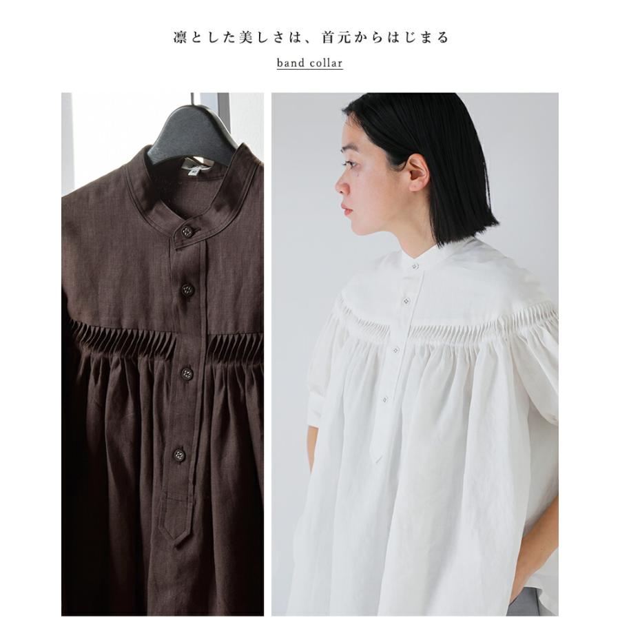 Scye（サイ） リネン キャンブリック タック 半袖 ブラウス 60 1Linen