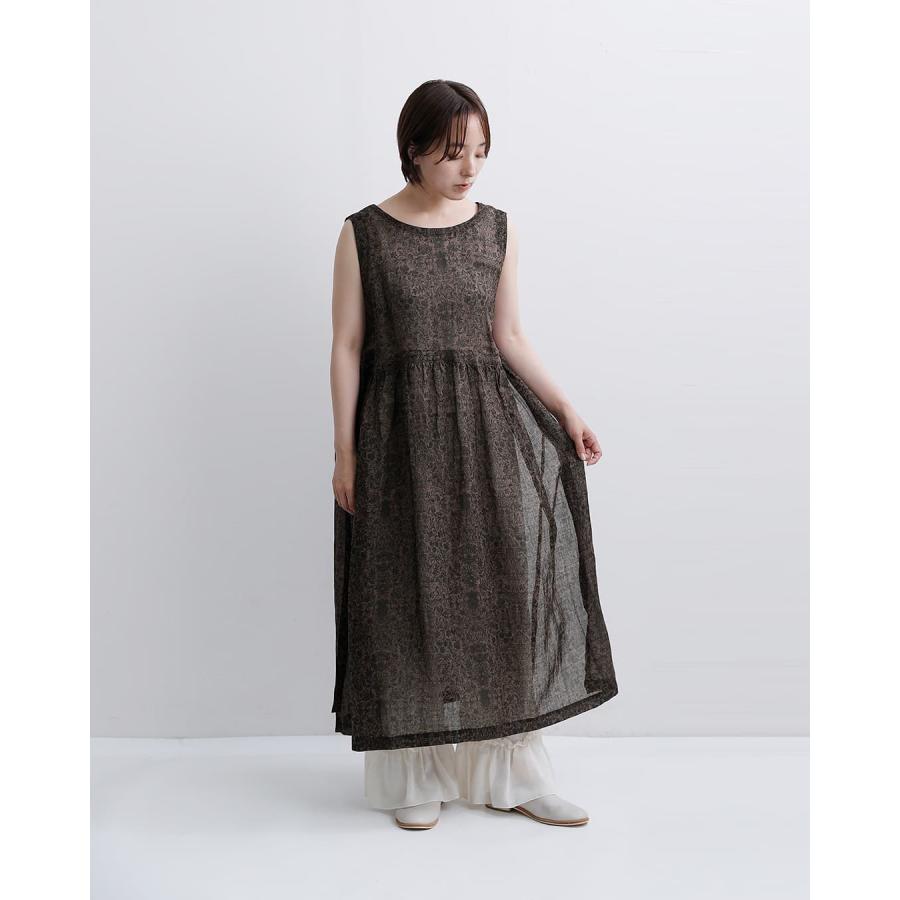 ヴラスブラム VlasBlomme ノースリーブワンピース リネン 日本製 Vlas Blomme（ヴラスブラム） ダマスクプリント 2way ノースリーブ