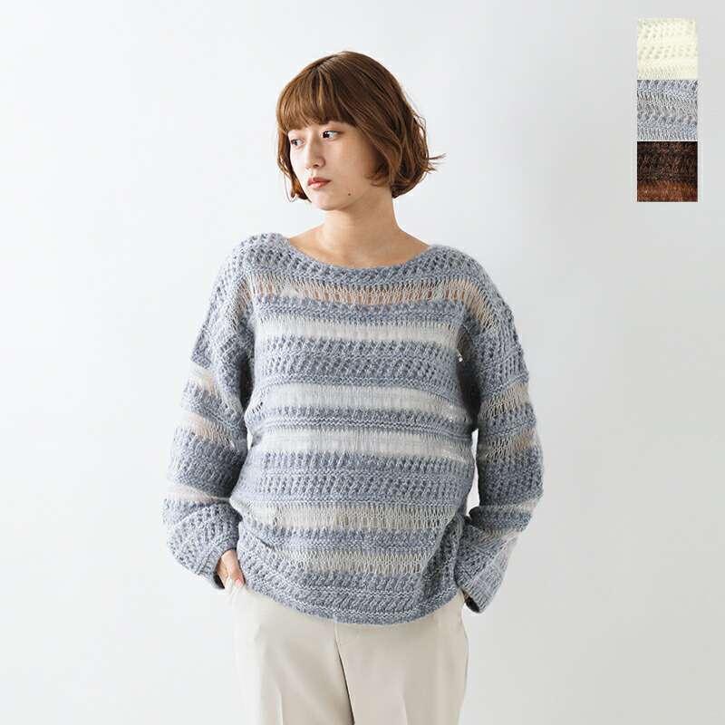 CLANE 【30%OFF】CLANE クラネ シアー ボーダー モヘア ニット プル 
