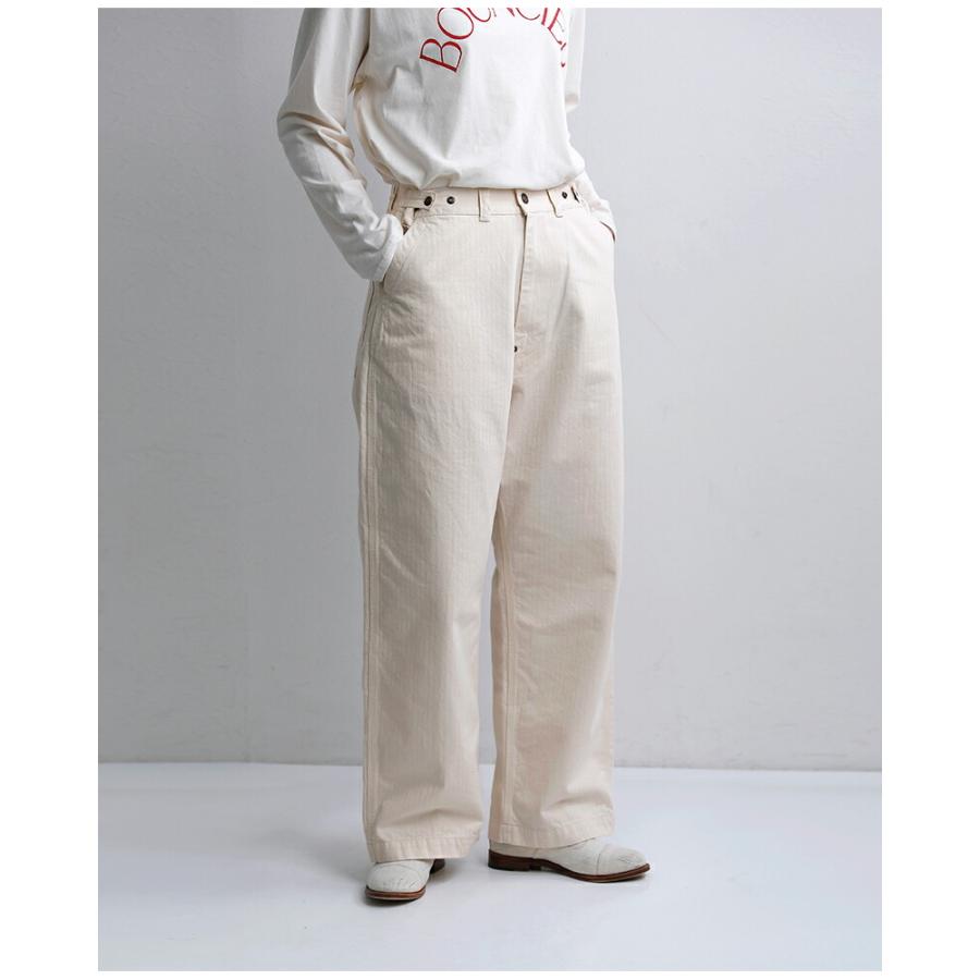 オーディナリーフィッツ　ベルト付きパンツ　オフホワイト Ordinary fits（オーディナリーフィッツ） コットン ワイド デニム