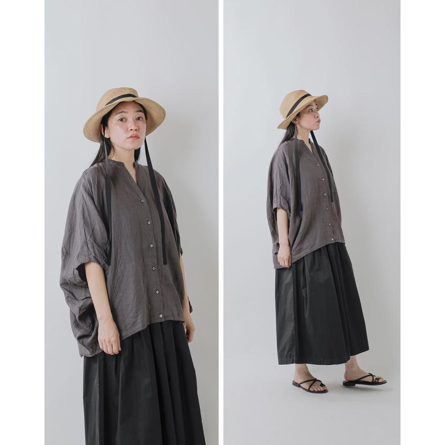ミズイロインド mizuiro ind リネン スタンドカラー コクーン シャツ 2-230136 レディース 春夏 2026ss新作の画像